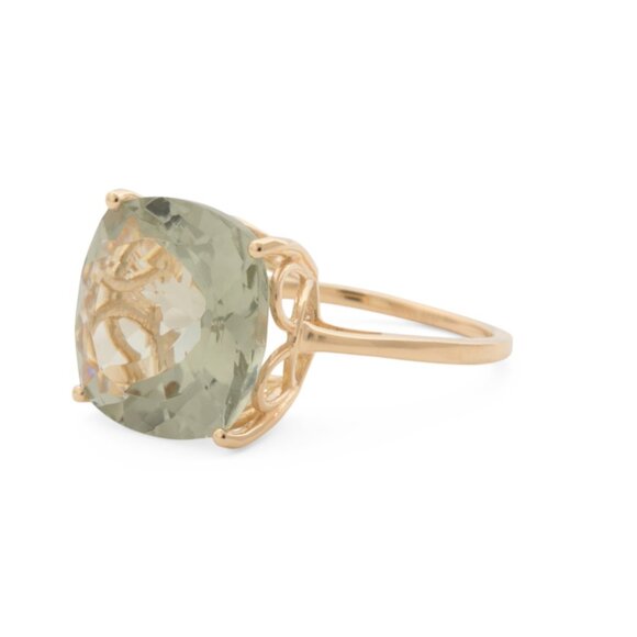SHIVAMIndia 14kt Gold Plated Green Amethyst Bauble Ring